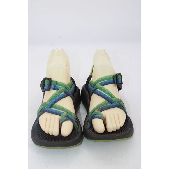 Chacos Hiking Sandals ZX2 Vibram Sole Double Strap W6 Yellow Green Blue Toe Loop - Picture 4 of 11